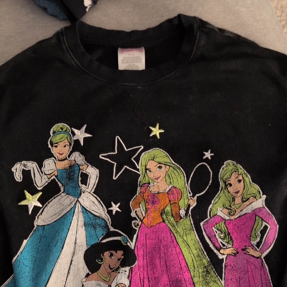 Disney Princess Black Tee with Colorful Graphic